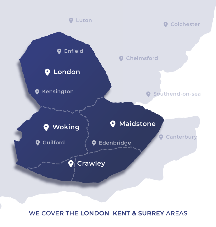 Service area includes London, Woking, Maidstone and Crawley